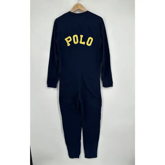 POLO Ralph Lauren One Piece Pajamas Cotton Zip Front Cozy Loungewear Holiday - Picture 7 of 12